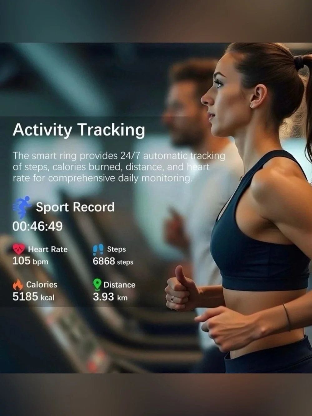 Smart Ring Wearable in Black - Advanced Health & Notification Tracker